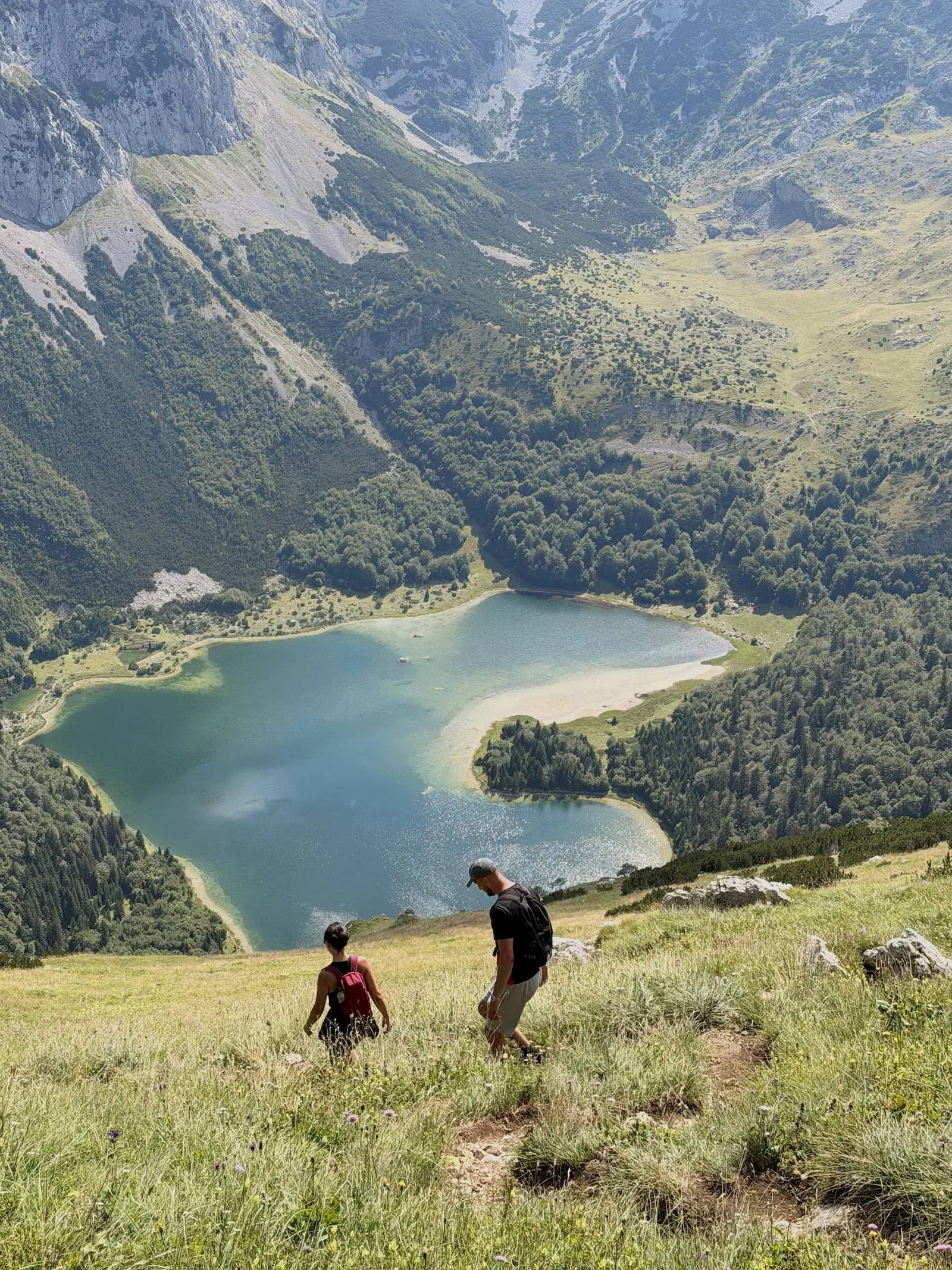 Wild camp beside Trnovačko Lake under Maglić peak